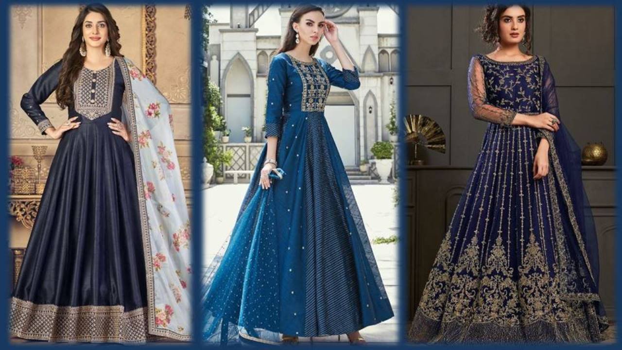 Anarkali Suit Collection : देखें खूबसूरत ब्लू रंग की डिज़ाइनर अनारकली सूट कलेक्शन