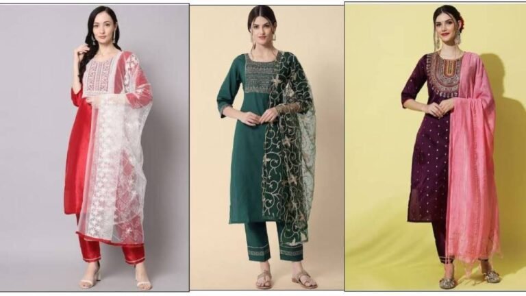 Women Kurta With Trousers & Dupatta