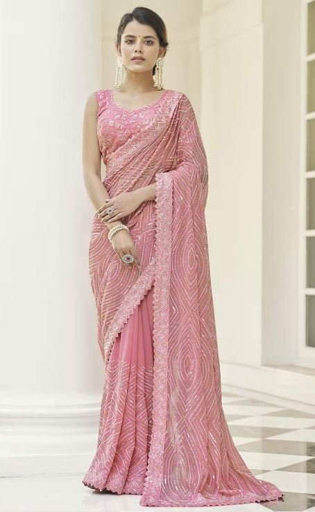 Pink Party Wear Saree : इन खूबसूरत पिंक साड़ियों की हो जाएंगी दीवानी, देखें डिजाइन