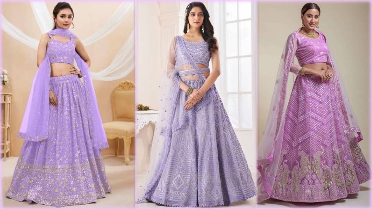 Lavender Lehenga Choli Design : शादी के फंक्शन के लिए बेस्ट है ये लहंगा चोली, देखें डिजाइन