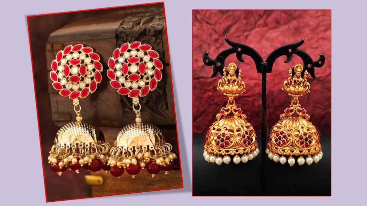 Golden Jhumka Earrings : ये गोल्डन इयररिंग्स ट्रेडिशनल पोशाक के साथ देंगे आपको आकर्षक लुक